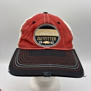 Cabela’s Outfitter 1961 Patch Red/Black Distressed Trucker Meshback SnapBack Hat
